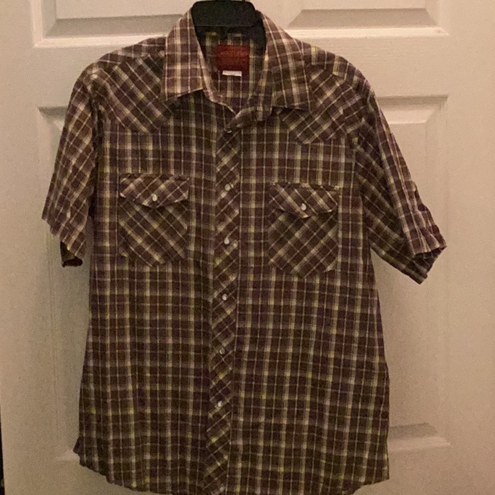 🤠 Rustler Ranchwear Pearl Snap button Up~Short sleeve~Western~Style Shirt 🤠